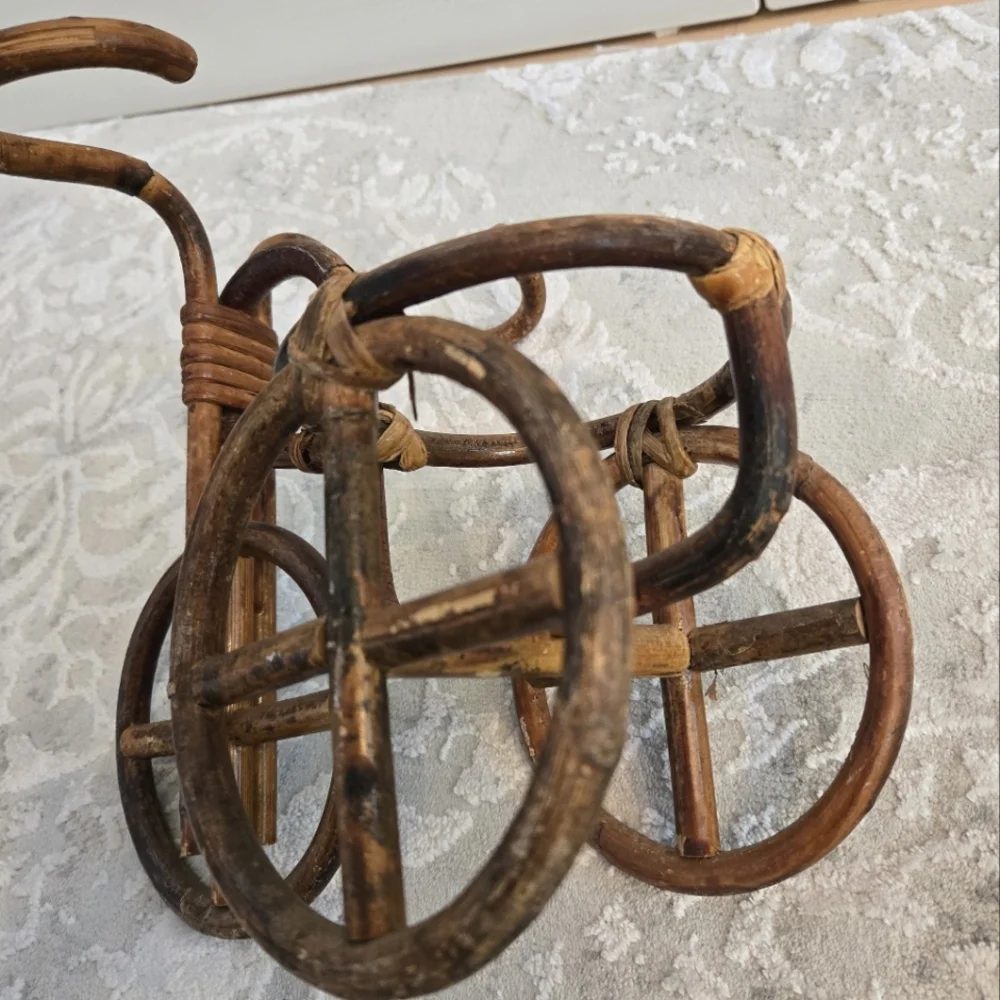 Vintage Wooden Boho Tricycle Plant Stand